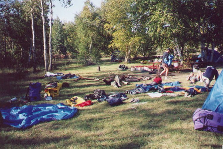 Camping à Pine Dock : séchage du matériel
