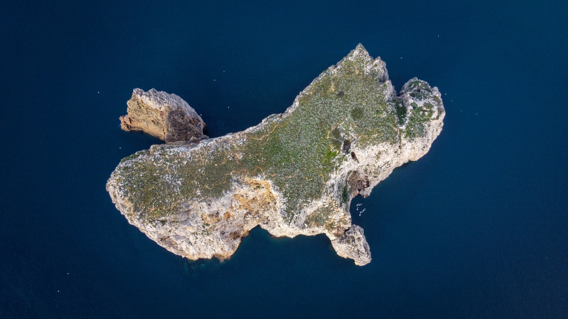 Sardaigne, Pan di Zucchero. Vu du dessus, les paddles sont des grains de sucre. Photo : Anthony