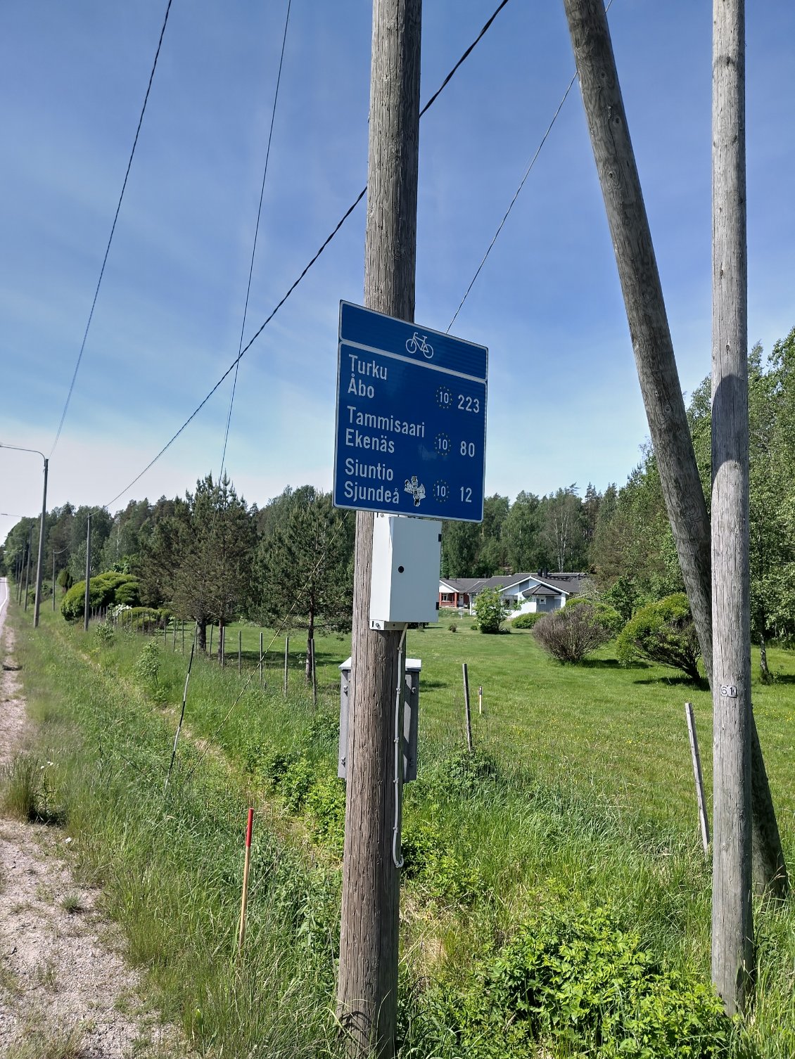 Le balisage parfois visible , on a suivi partiellement l'eurovelo 10 qui fait le tour de la mer Baltique 