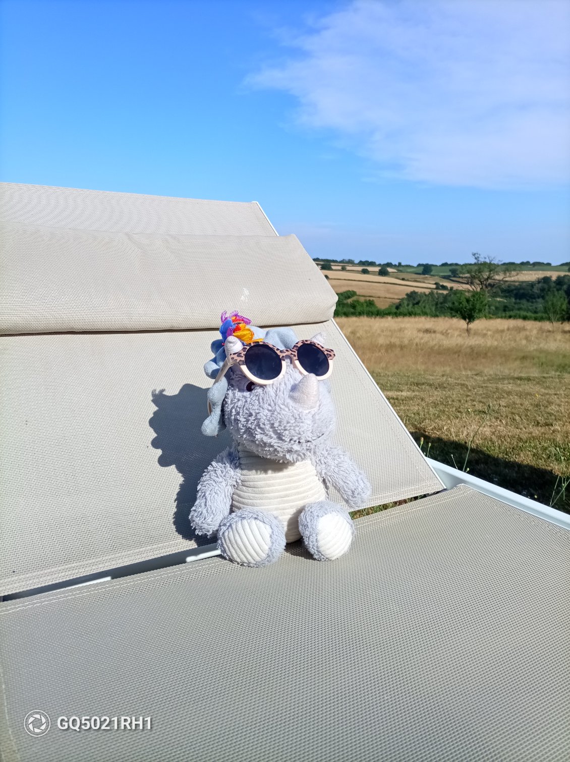 Dina se fait bronzer au bord d'une piscine après avoir mis de la crème solaire et des lunettes 👓