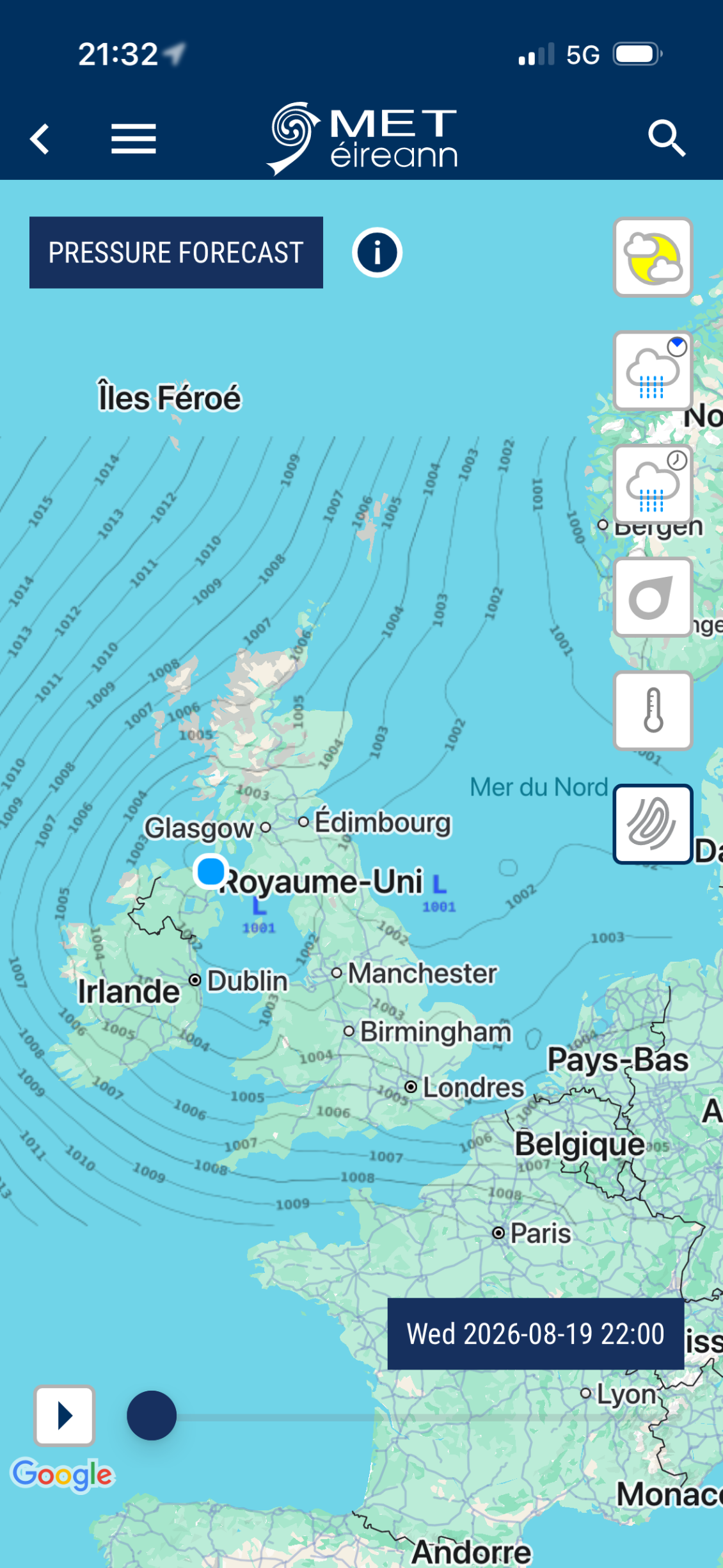 Après ces dépressions (L low pressure) on devrait avoir meilleur temps dans les jours à venir 