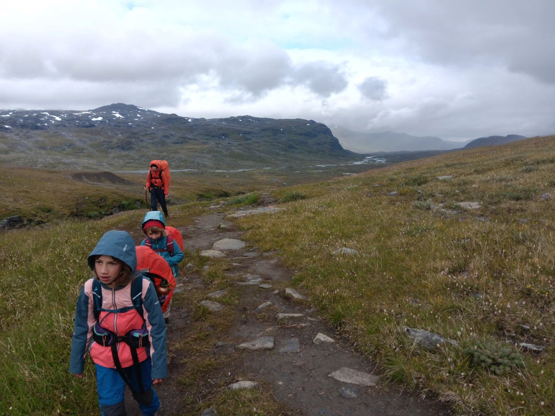 Aujourd'hui, nous entamons "l'ascension" du col de Tjäktja, 1 140 m, point culminant du Kungleden.