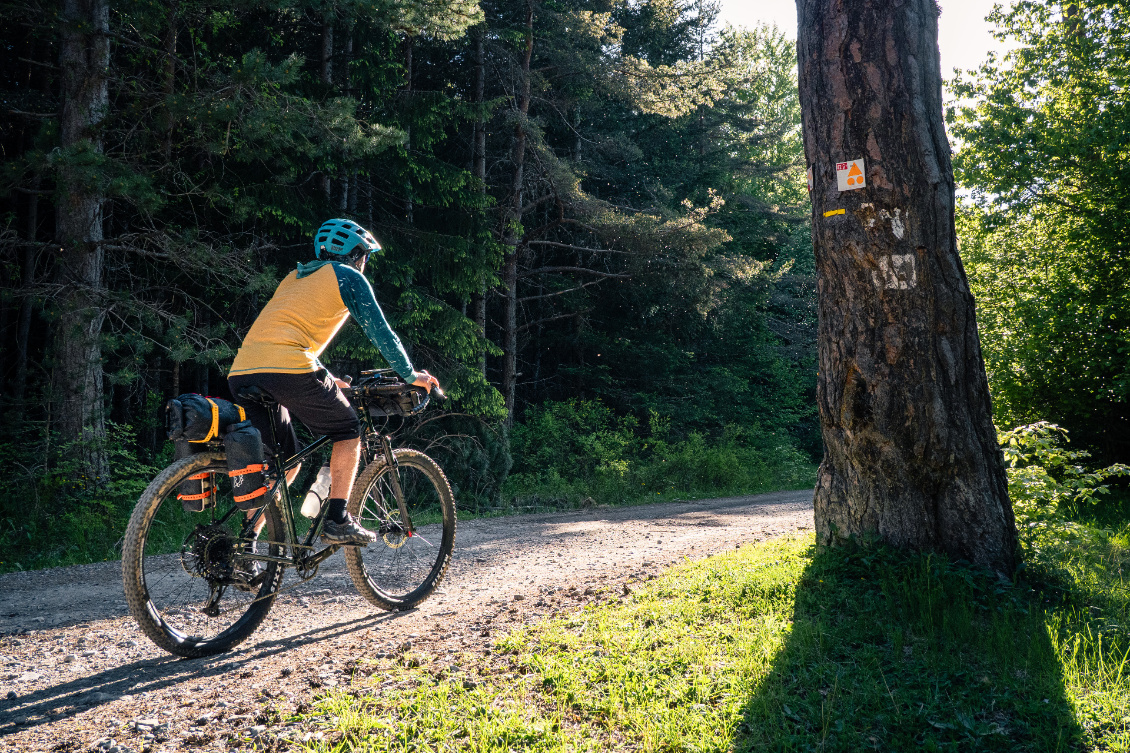 Monster gravel Kona LBF (2026) équipé d’une fourche suspendue, d’une tige de selle télescopique et de roues 29 pouces.